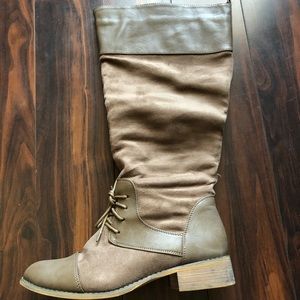 Torrid Size 11W beige Oxford Style knee high boots